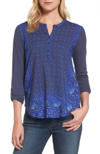 Women's Lucky Brand Print Henley - Blue