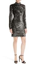 Women's Milly Sequin Velvet Turtleneck Mini Dress - Metallic