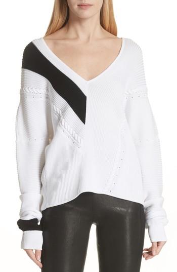 Women's Rag & Bone Cricket V-neck Sweater - White