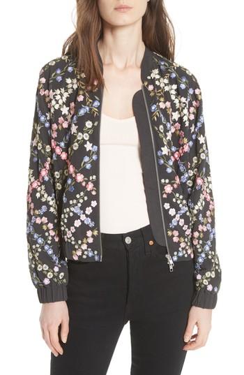 Women's Needle & Thread Crosshatch Embroidered Bomber Jacket - Grey