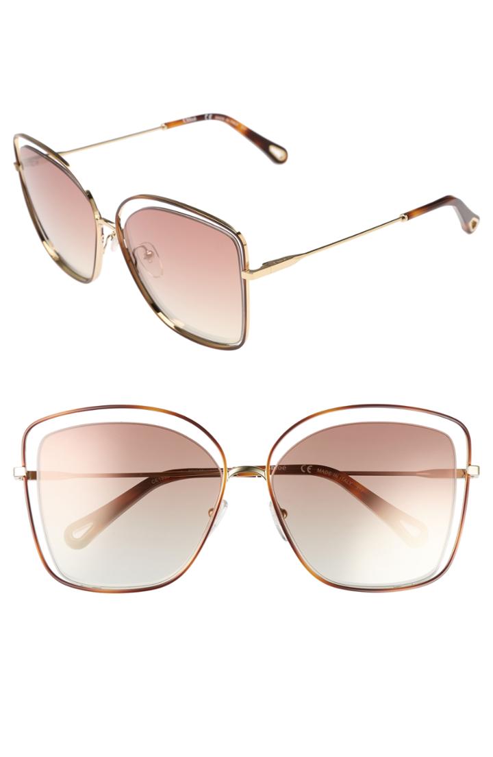 Women's Chloe 60mm Halo Frame Sunglasses - Havana/ Grey Yellow