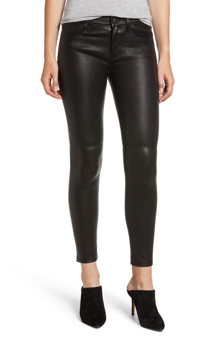 Women's Current/elliott The Stiletto Ankle Skinny Lambskin Leather Pants