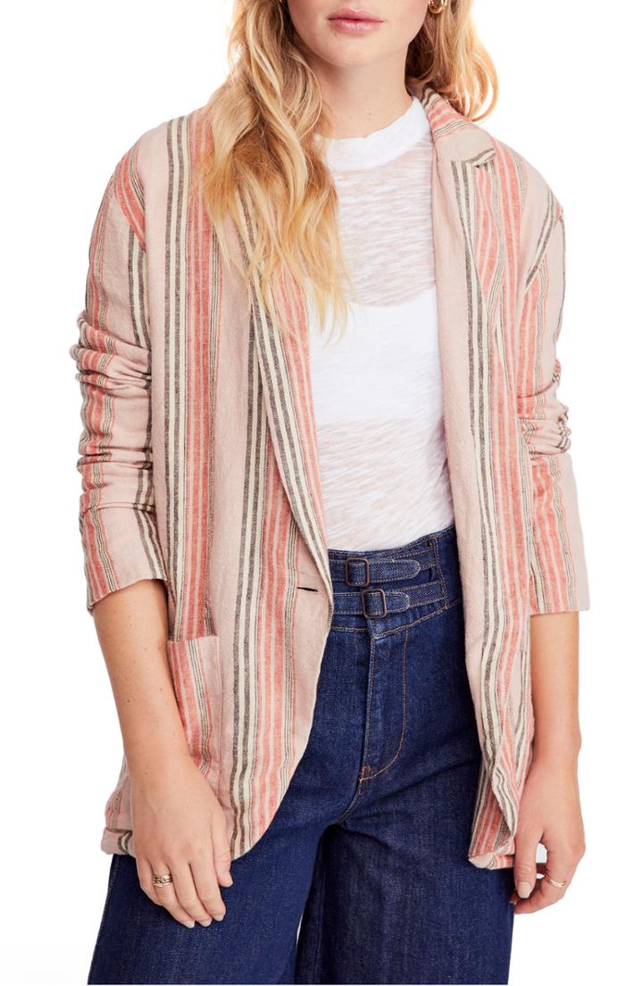 Women's Free People Simply Stripe Blazer - Pink