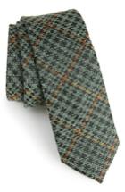Men's The Tie Bar Quinn Plaid Silk Skinny Tie, Size - Green