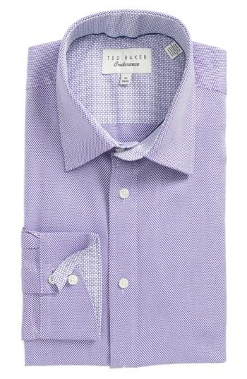 Men's Ted Baker London Endurance Trim Fit Dobby Dress Shirt 32/33 - Purple