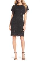 Women's Adrianna Papell Embellished Flutter Sleeve Cocktail Dress - Black