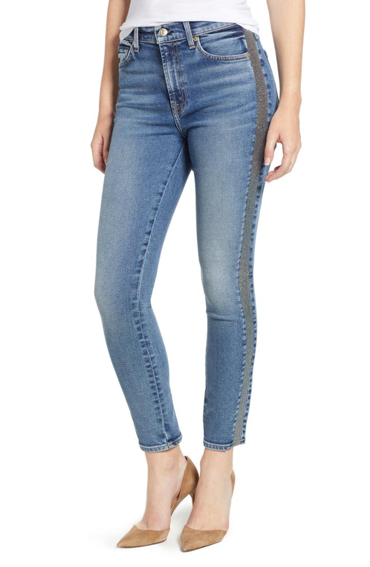 Women's 7 For All Mankind Luxe Vintage Side Stripe High Waist Ankle Skinny Jeans - Blue