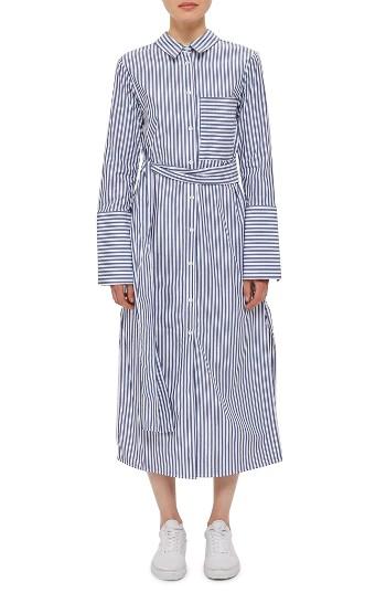 Women's Topshop Boutique Stripe Shirtdress Us (fits Like 0-2) - Blue