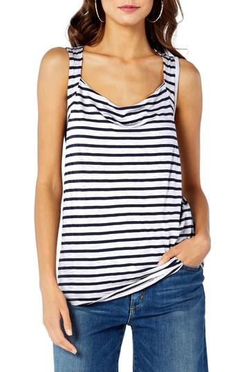 Women's Michael Stars Riviera Stripe Tank, Size - White
