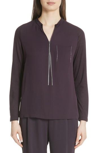 Women's Fabiana Filippi Satin Front Merino Wool Sweater Us / 38 It - Purple