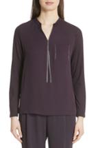 Women's Fabiana Filippi Satin Front Merino Wool Sweater Us / 38 It - Purple