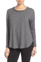 Women's Bobeau Rib Long Sleeve Fuzzy Top - Grey