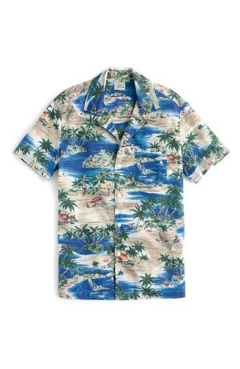 Men's J.crew Slim Fit Island Print Sport Shirt - Blue