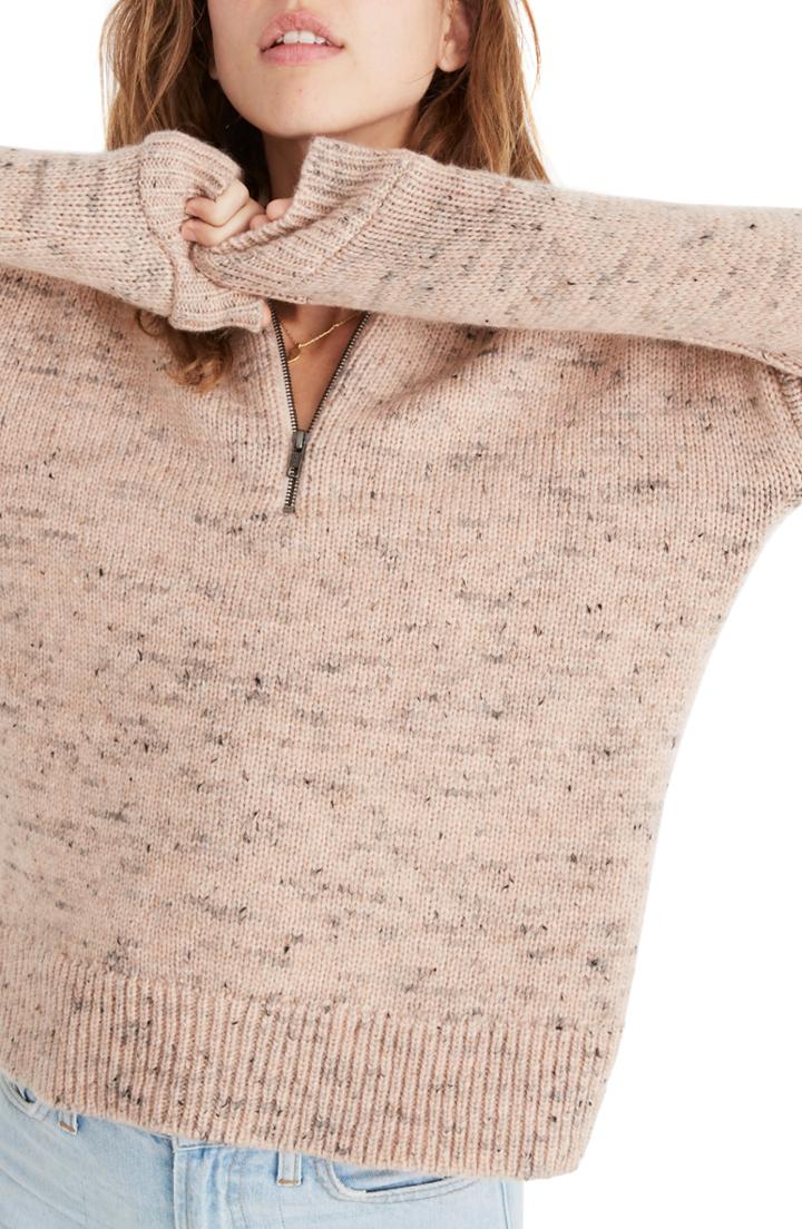 Women's Madewell Half Zip Pullover Sweater, Size - Pink