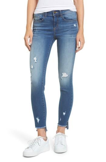 Women's Sp Black Distressed Step Hem Skinny Jeans