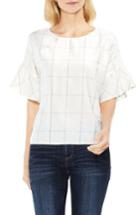 Women's Two By Vince Camuto Ruffle Sleeve Windowpane Top - White