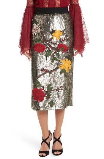 Women's Alice + Olivia Ella Embellished Midi Skirt