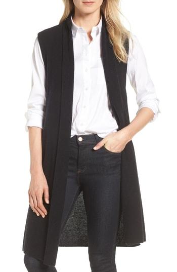 Women's Halogen Ribbed Cashmere Vest, Size - Black