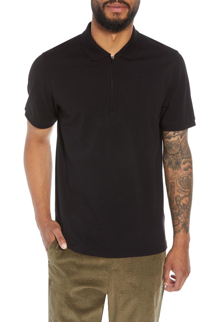 Men's Calibrate Trim Fit Zip Polo, Size - Black