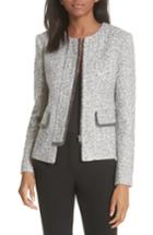 Women's Helene Berman Concealed Front Fringe Trim Jacket - Grey
