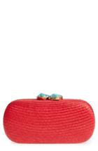 Nordstrom Woven Straw Minaudiere - Red