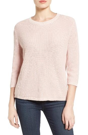 Women's Caslon Bleached Cotton Tie Back Pullover - Pink