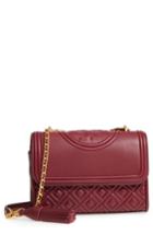 Tory Burch Small Fleming Quilted Lambskin Leather Convertible Shoulder Bag - Burgundy