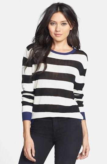 Hinge Sheer Stripe Sweater Black/ White