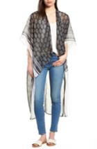 Women's Bcbg Woodblock Paisley High/low Poncho, Size - Black