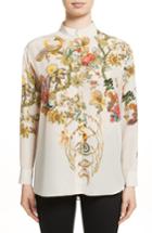 Women's Etro Tree Of Life Print Silk Blouse Us / 38 It - White