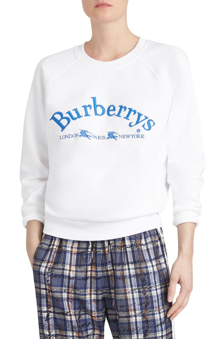 Women's Burberry Battarni Embroidered Logo Sweatshirt - Coral