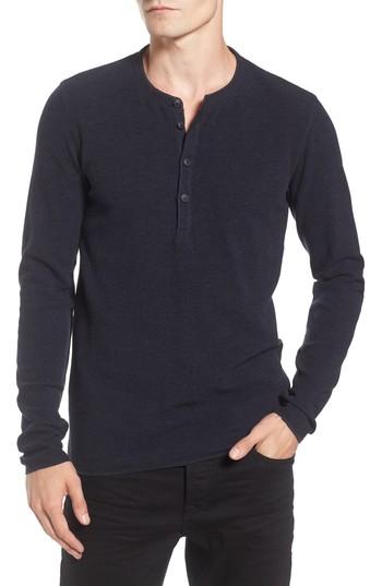 Men's Boss Orange Topsider Thermal Henley - Blue