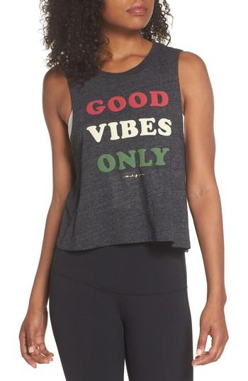 Women's Spiritual Gangster Good Vibes Only Crop Tank - Black
