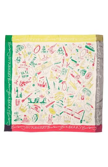 Women's Burberry London Icon Silk Square Scarf, Size - Pink
