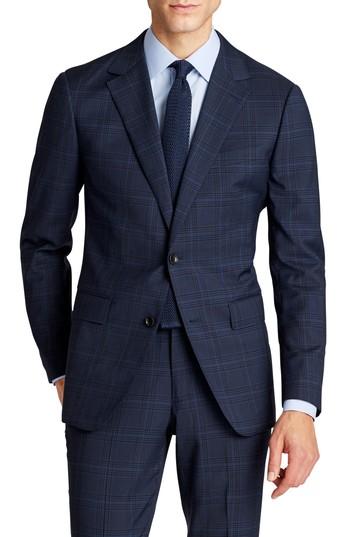 Men's Bonobos Jetsetter Trim Fit Stretch Plaid Wool Blend Suit Jacket R - Blue