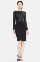Women's Lauren Ralph Lauren Sequin Mesh & Jersey Sheath Dress - Black