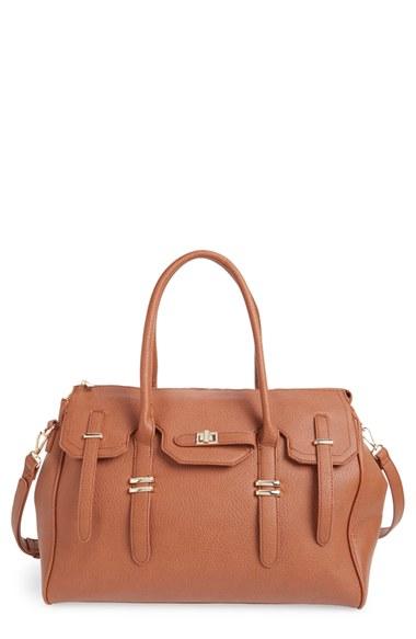 Sole Society Faux Leather Weekend Satchel - Brown