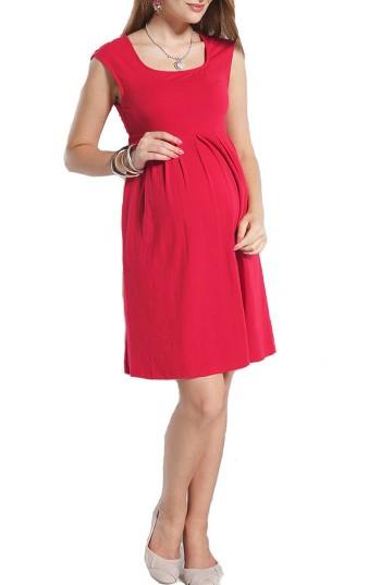 Women's Angel Maternity Stretch Cotton Maternity Dress - Pink