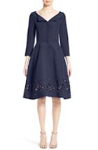 Women's Carolina Herrerra Laser Cut Eyelet Button Front Dress - Blue