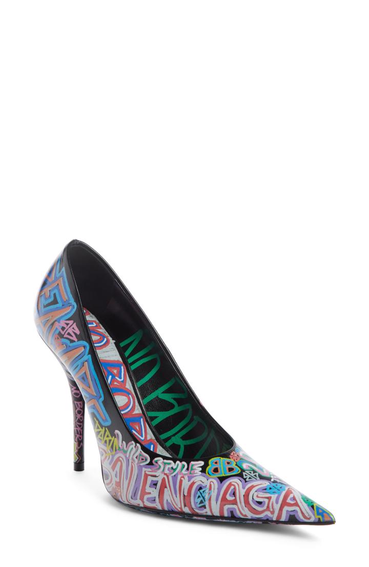 Women's Balenciaga Graffiti Pointy Toe Pump Us / 36eu - Black