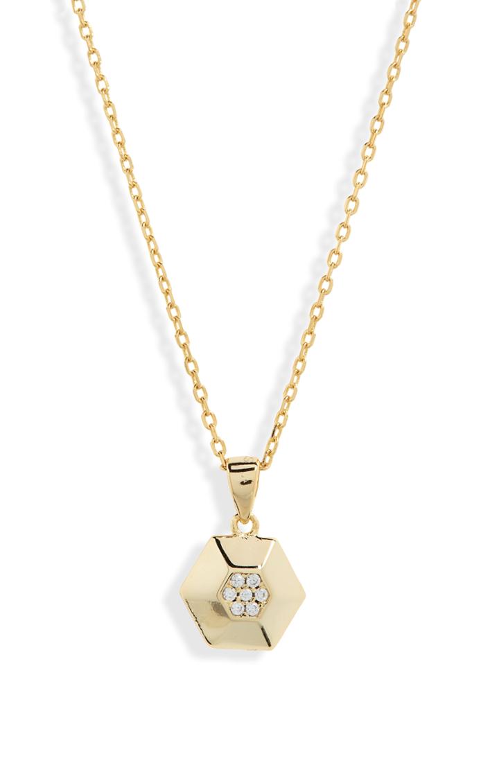 Women's Argento Vivo Pave Hexagon Pendant Necklace
