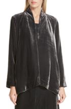 Women's Eileen Fisher Angled Front Velvet Jacket, Size - Grey