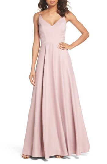 Women's Hayley Paige Occasions Cutout Crepe A-line Gown - Beige