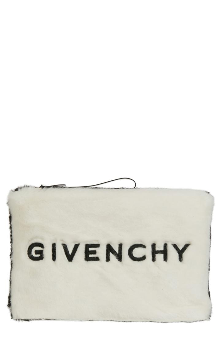 Givenchy Logo Faux Fur Clutch -