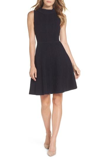 Women's Eliza J Mock Neck Fit & Flare Sweater Dress - Blue