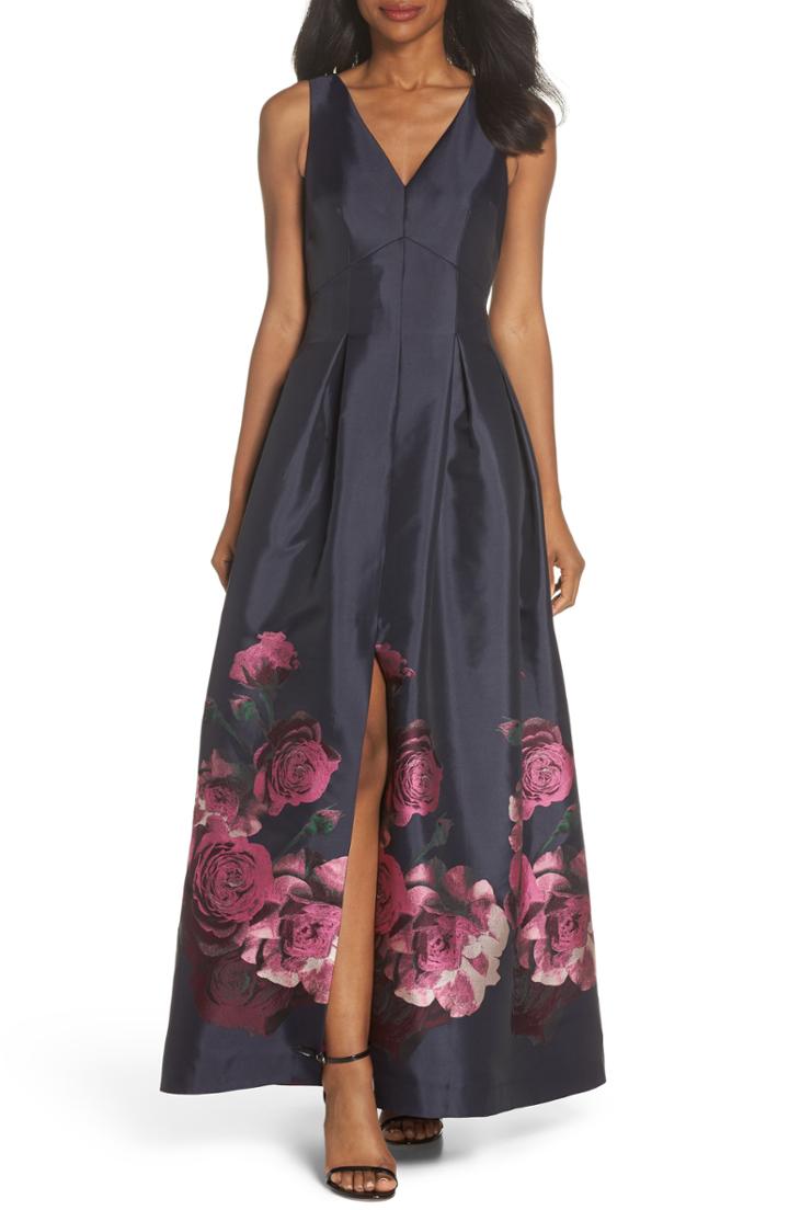 Women's Eliza J Floral Taffeta Gown