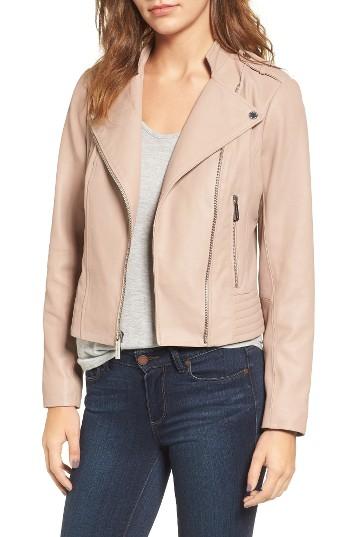 Women's Michael Michael Kors Leather Moto Jacket - Pink