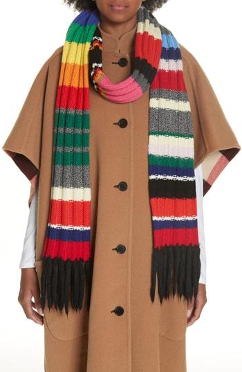 Women's Burberry Rainbow Placement Knit Scarf, Size - Green