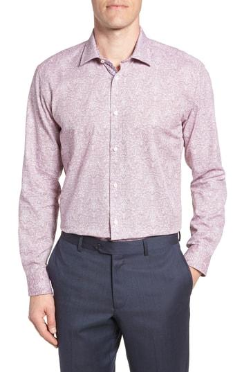 Men's Ted Baker London Quizz Trim Fit Paisley Dress Shirt .5 - 32/33 - Red