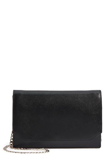 Women's Nordstrom Hunter Saffiano Leather Wallet On A Chain - Black